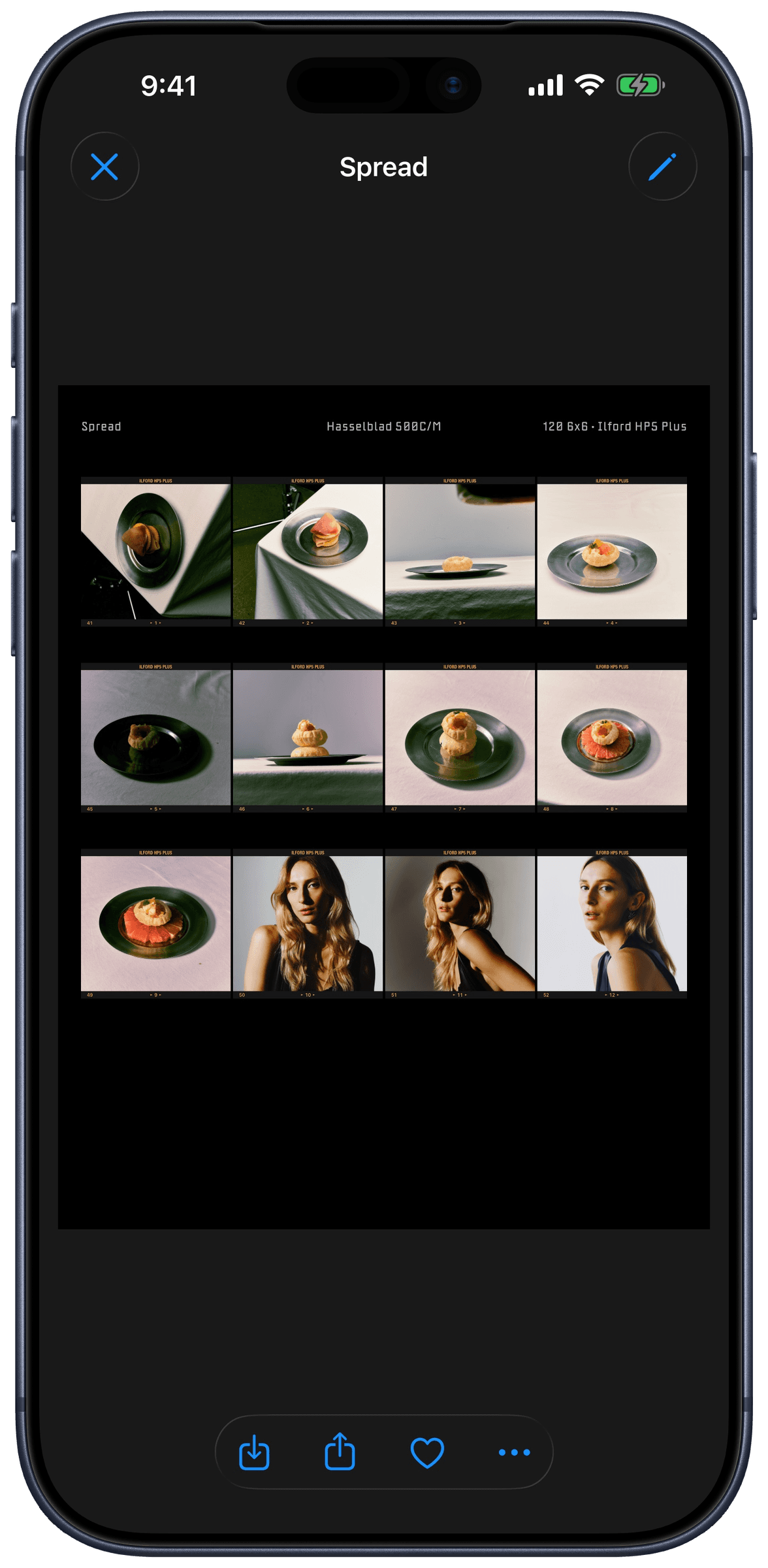 Generated 120 6x6 contact sheet with rebate borders